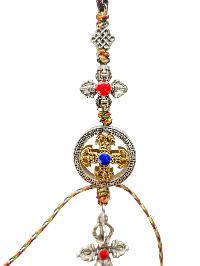 Buddhist Ritual Amulet Hanging With Double Dorje, Bell And Dorje, For Wall, Altar, Bags And Keyring