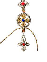 Buddhist Ritual Amulet Hanging With Double Dorje, Bell And Dorje, For Wall, Altar, Bags And Keyring