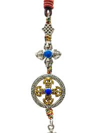 Buddhist Ritual Amulet Hanging With Double Dorje, For Wall, Altar, Bags And Keyring