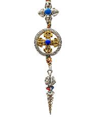 Buddhist Ritual Amulet Hanging With Double Dorje, For Wall, Altar, Bags And Keyring
