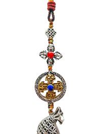 Buddhist Ritual Amulet Hanging With Double Dorje, For Wall, Altar, Bags And Keyring