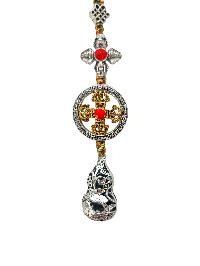 Buddhist Ritual Amulet Hanging With Double Dorje, For Wall, Altar, Bags And Keyring