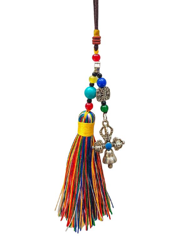 Buddhist Ritual Amulet Hanging With Bell And Dorje, For Wall, Altar, Bags And Keyring