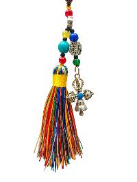 Buddhist Ritual Amulet Hanging With Bell And Dorje, For Wall, Altar, Bags And Keyring