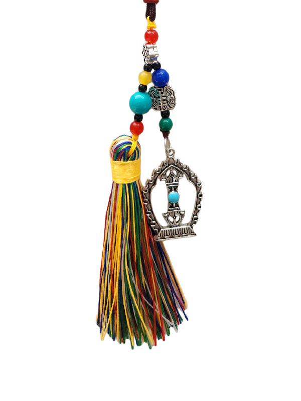 Buddhist Ritual Amulet Hanging With Dorje, For Wall, Altar, Bags And Keyring