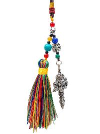 Buddhist Ritual Amulet Hanging With Ganesh Carved Phurba, For Wall, Altar, Bags And Keyring