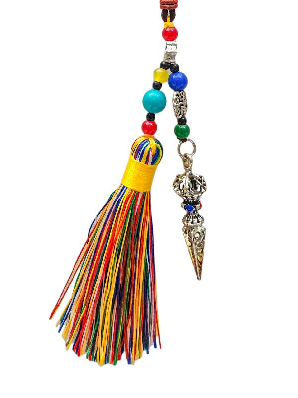 Buddhist Ritual Amulet Hanging With Phurba, For Wall, Altar, Bags And Keyring