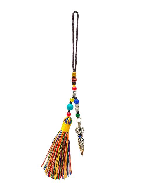 Buddhist Ritual Amulet Hanging With Phurba, For Wall, Altar, Bags And Keyring