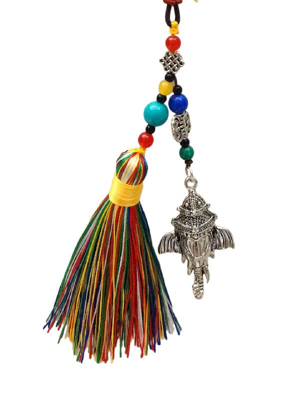 Buddhist Ritual Amulet Hanging With Ganesh, For Wall, Altar, Bags And Keyring