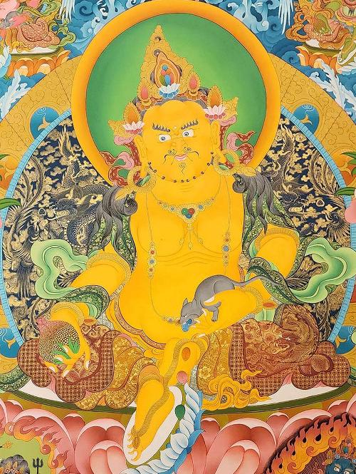 Five Jambhala Thangka, Tibetan Buddhist Art, Hand Painted, [real Gold]