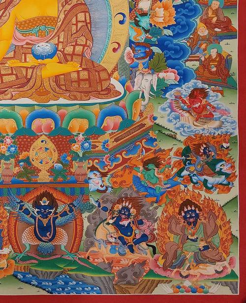 Shakyamuni Buddha Thangka, Tibetan Buddhist Art, Hand Painted, [real Gold], Refuse Tree Shakyamuni Buddha, [master Quality], Rare Find