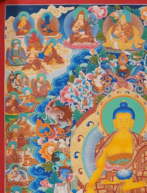 Shakyamuni Buddha Thangka, Tibetan Buddhist Art, Hand Painted, [real Gold], Refuse Tree Shakyamuni Buddha, [master Quality], Rare Find