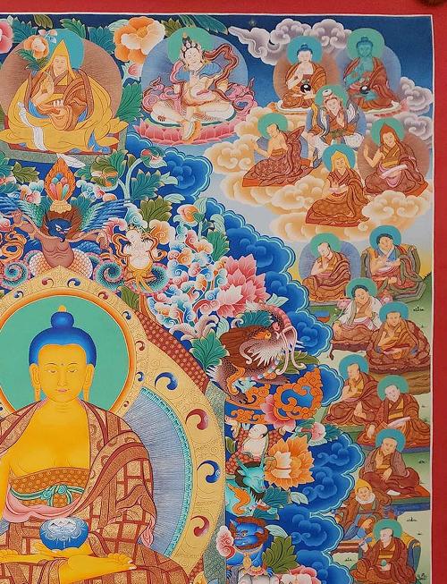 Shakyamuni Buddha Thangka, Tibetan Buddhist Art, Hand Painted, [real Gold], Refuse Tree Shakyamuni Buddha, [master Quality], Rare Find