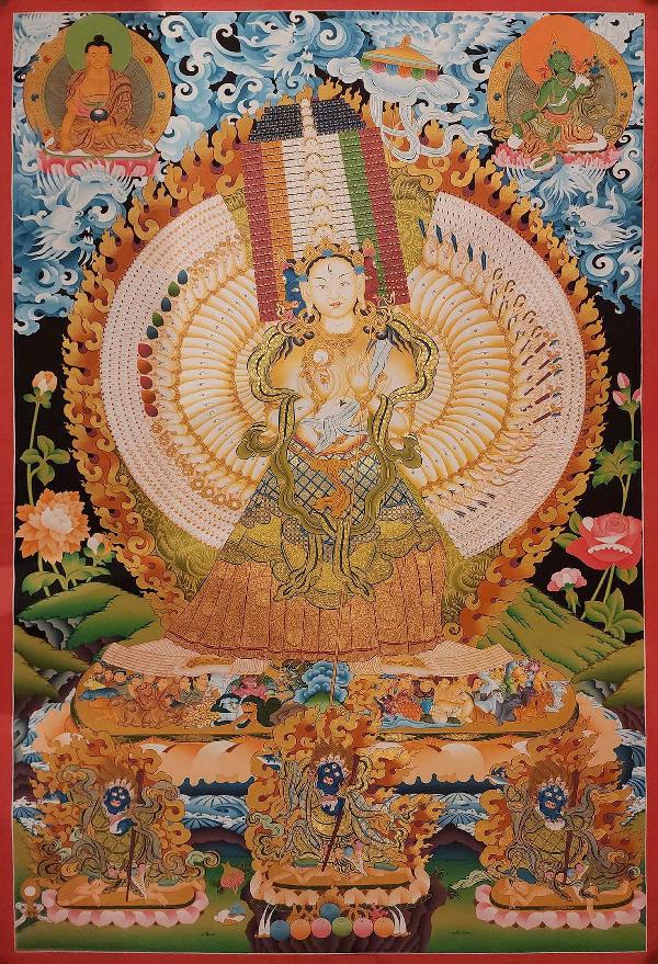 Sitatapatra Thangka, Tibetan Buddhist Art, Hand Painted, [real Gold], [rare Find]