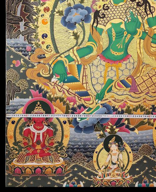 Green Tara Thangka, Tibetan Buddhist Art, Hand Painted, [real Gold]