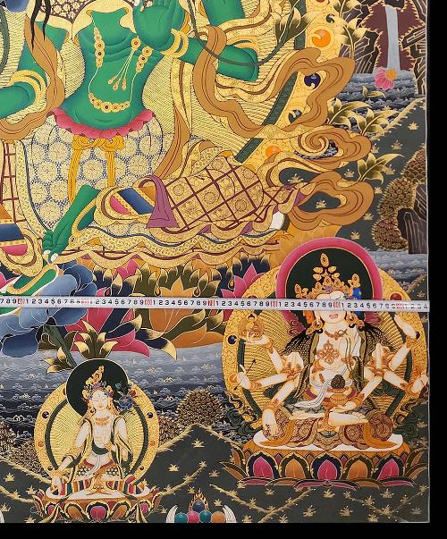 Green Tara Thangka, Tibetan Buddhist Art, Hand Painted, [real Gold]