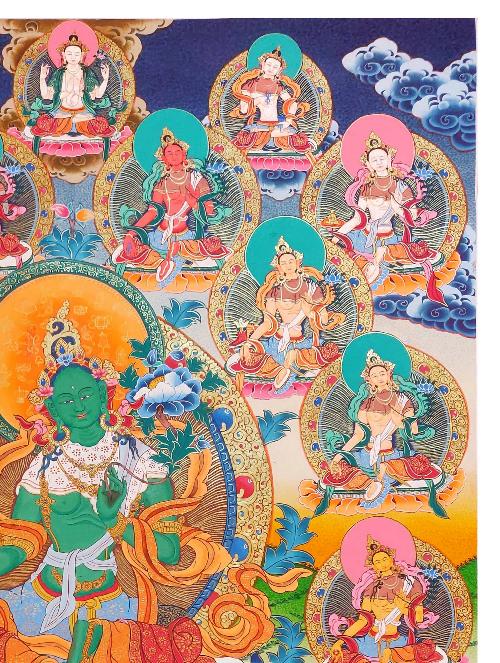 21 Tara Thangka, Tibetan Buddhist Art, Hand Painted, [real Gold]
