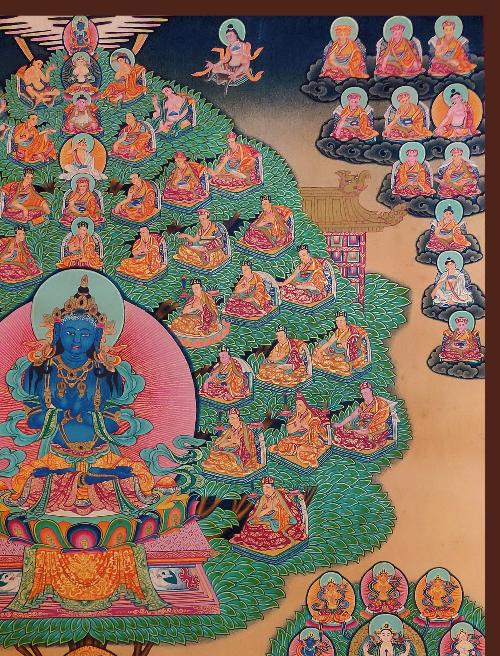 Vajradhara Thangka, Tibetan Buddhist Art, Hand Painted, [real Gold], [refuge Tree Vajradhara], [thangka Smoked], [rare Find]