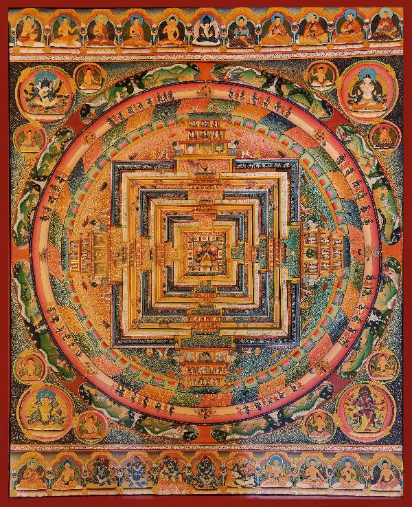Mandala Thangka, Tibetan Buddhist Art, Hand Painted, [real Gold] With [kalachakra]