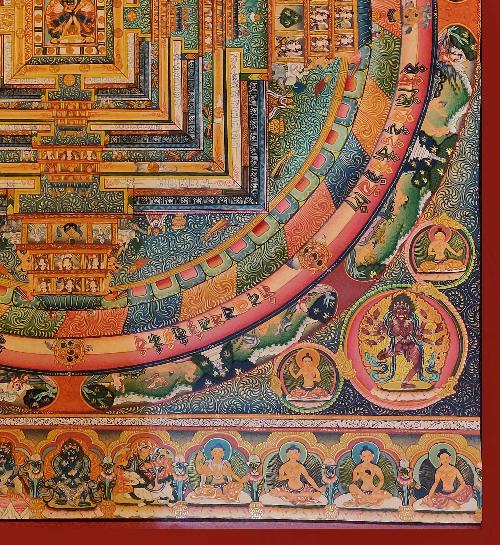 Mandala Thangka, Tibetan Buddhist Art, Hand Painted, [real Gold] With [kalachakra]