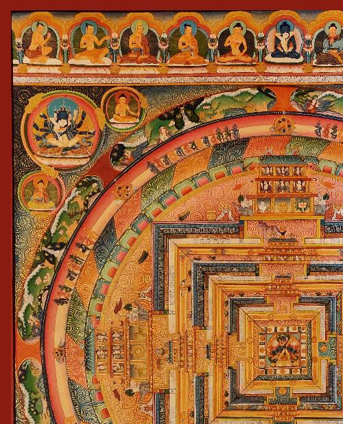 Mandala Thangka, Tibetan Buddhist Art, Hand Painted, [real Gold] With [kalachakra]