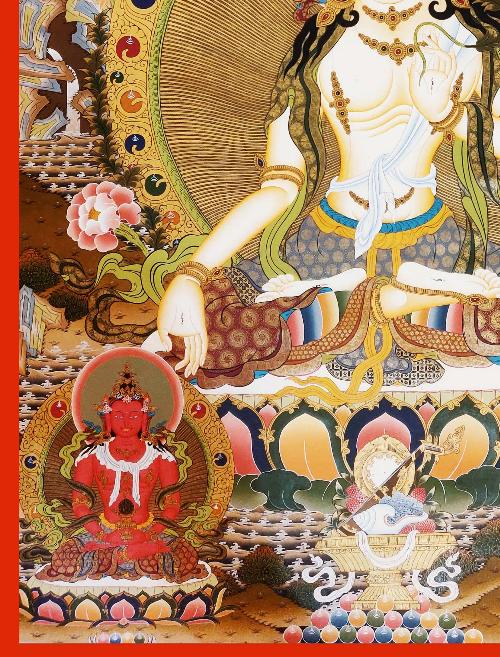 White Tara Thangka, Tibetan Buddhist Art, Hand Painted, [real Gold], [three Long Life Deities], [master Quality]