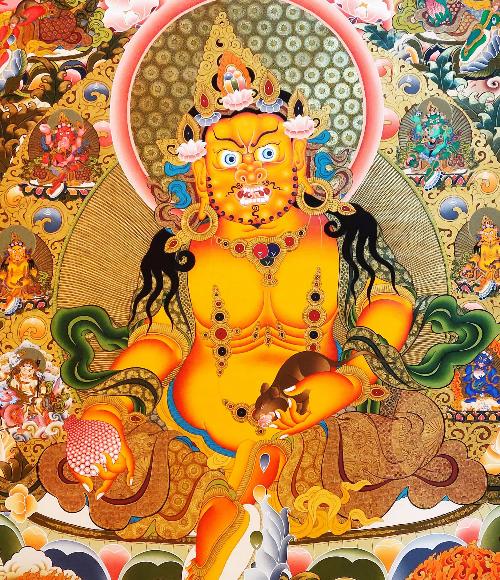 Five Jambhala Thangka, Tibetan Buddhist Art, Hand Painted, [real Gold]