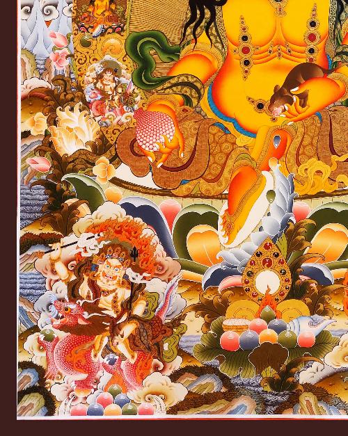 Five Jambhala Thangka, Tibetan Buddhist Art, Hand Painted, [real Gold]