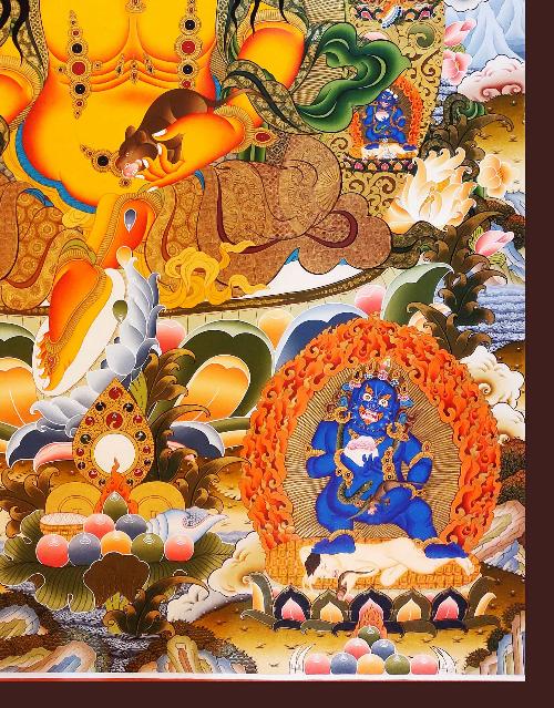Five Jambhala Thangka, Tibetan Buddhist Art, Hand Painted, [real Gold]