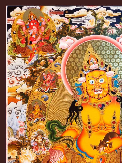 Five Jambhala Thangka, Tibetan Buddhist Art, Hand Painted, [real Gold]