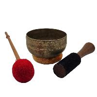 Kopre Singing Bowl, Buddhist Hand Beaten, Antique Finishing, [select Accessories]