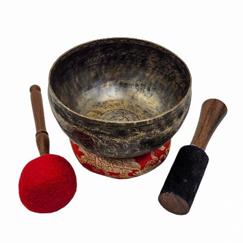 Kopre Singing Bowl, Buddhist Hand Beaten, Antique Finishing, [select Accessories]