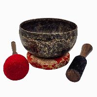 Kopre Singing Bowl, Buddhist Hand Beaten, Antique Finishing, [select Accessories]