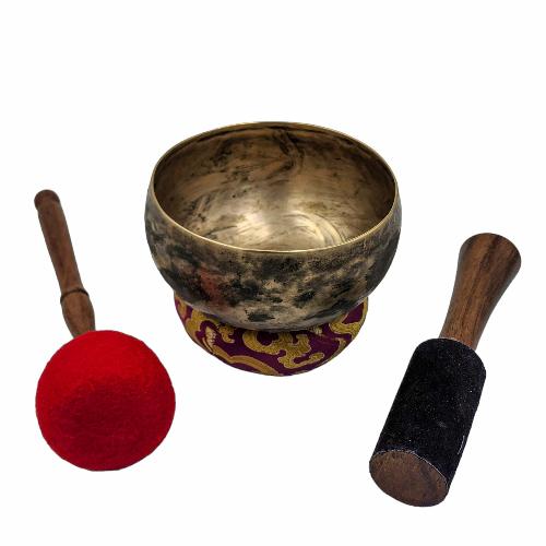 Kopre Singing Bowl, Buddhist Hand Beaten, Antique Finishing, [select Accessories]