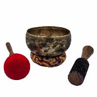Kopre Singing Bowl, Buddhist Hand Beaten, Antique Finishing, [select Accessories]