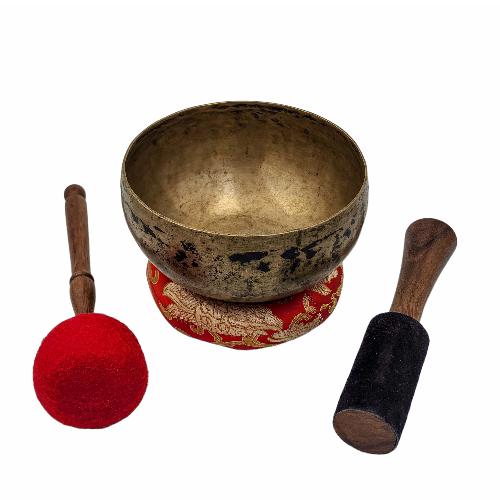 Kopre Singing Bowl, Buddhist Hand Beaten, Antique Finishing, [select Accessories]