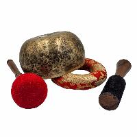 Kopre Singing Bowl, Buddhist Hand Beaten, Antique Finishing, [select Accessories]