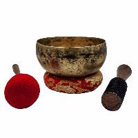 Kopre Singing Bowl, Buddhist Hand Beaten, Antique Finishing, [select Accessories]