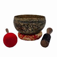 Kopre Singing Bowl, Buddhist Hand Beaten, Antique Finishing, [select Accessories]
