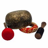 Kopre Singing Bowl, Buddhist Hand Beaten, Antique Finishing, [select Accessories]
