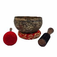 Kopre Singing Bowl, Buddhist Hand Beaten, Antique Finishing, [select Accessories]