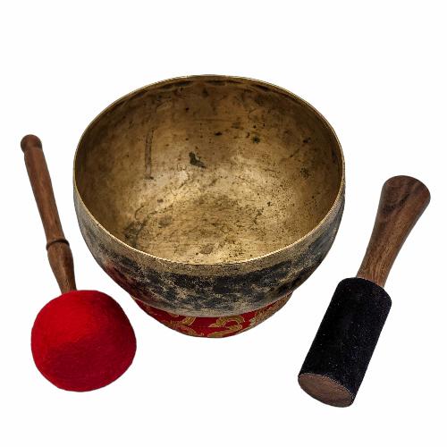 Kopre Singing Bowl, Buddhist Hand Beaten, Antique Finishing, [select Accessories]