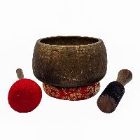 Mani Singing Bowl, Buddhist Hand Beaten, Antique Finishing, [select Accessories]