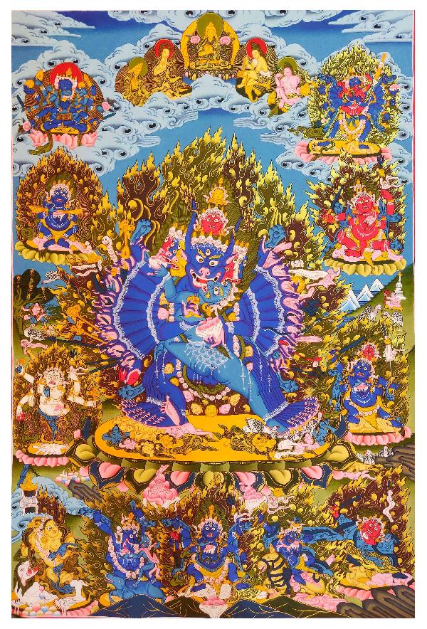 Yamantaka Thangka, Tibetan Buddhist Art, Hand Painted, [real Gold]
