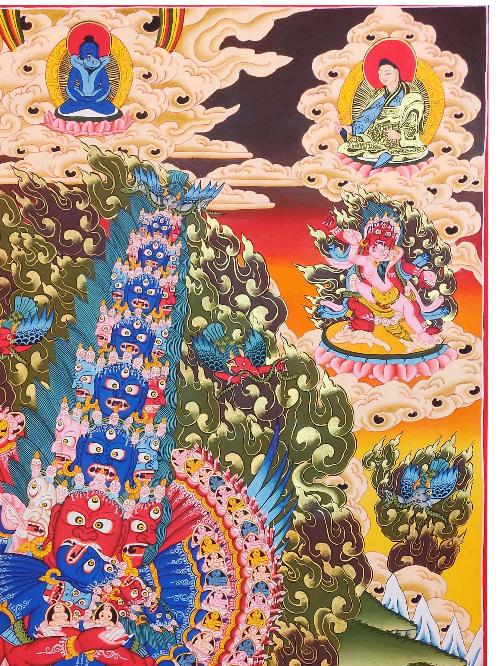 Secret Accomplishment Hayagriva Thangka, Tibetan Buddhist Art, Hand Painted, [real Gold], [rare Find], Heruka
