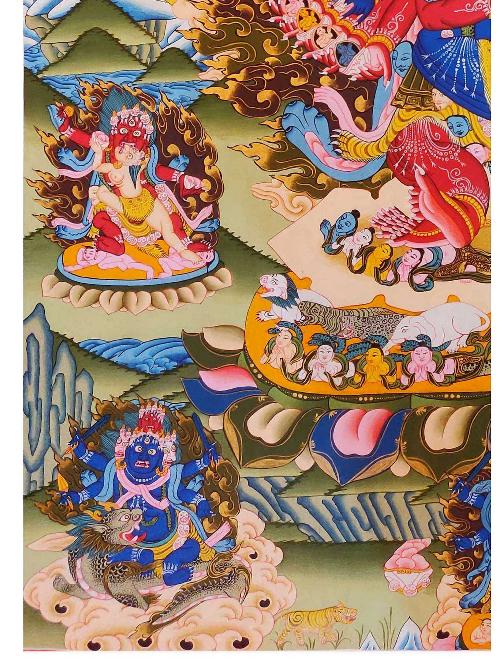 Secret Accomplishment Hayagriva Thangka, Tibetan Buddhist Art, Hand Painted, [real Gold], [rare Find], Heruka