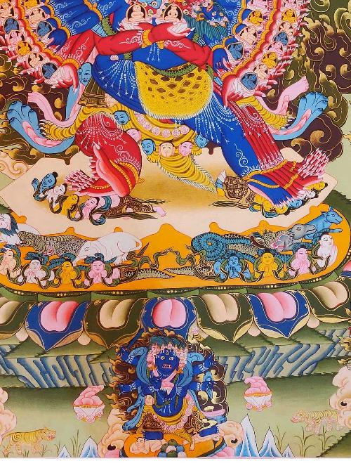 Secret Accomplishment Hayagriva Thangka, Tibetan Buddhist Art, Hand Painted, [real Gold], [rare Find], Heruka