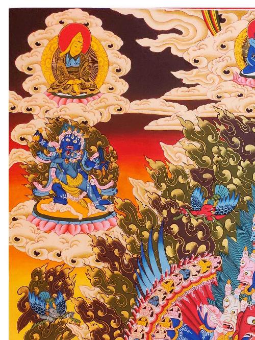 Secret Accomplishment Hayagriva Thangka, Tibetan Buddhist Art, Hand Painted, [real Gold], [rare Find], Heruka
