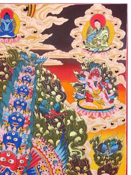 Secret Accomplishment Hayagriva Thangka, Tibetan Buddhist Art, Hand Painted, [real Gold], [rare Find], Heruka