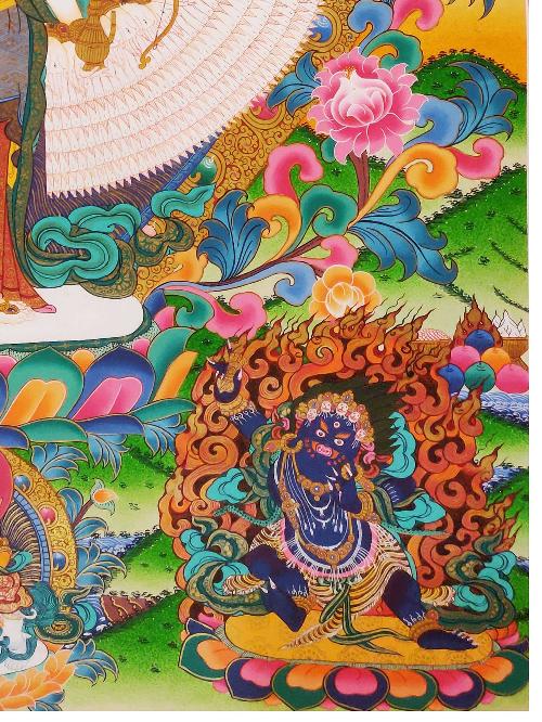 Sahasrabhuja Avalokitesvara Thangka, Tibetan Buddhist Art, Hand Painted, [real Gold], [three Great Bodhisattvas], [pancha Buddha]
